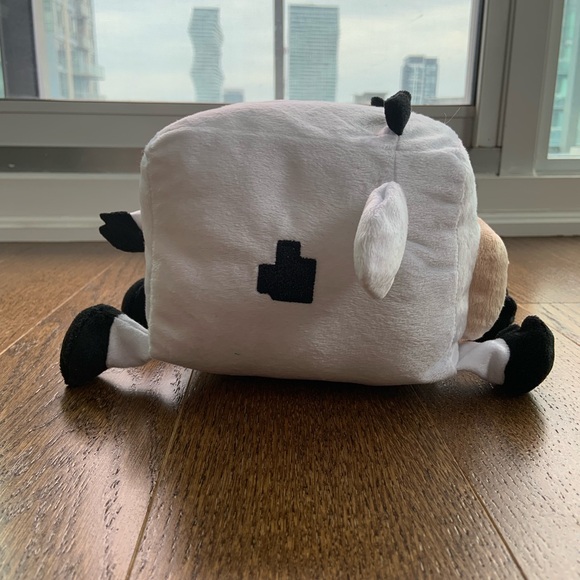 Nanco Pixel M8 Plush white cow Stuffed Animal Toy NWT Square 6" Soft - Picture 3 of 8